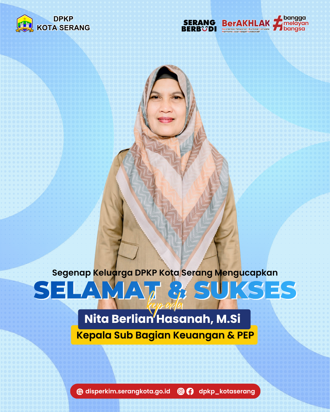 Selamat & Sukses kepada Ibu Nita Berlian Hasanah, M.Si atas amanah baru sebagai Kepala Sub Bagian Keuangan & PEP DPKP