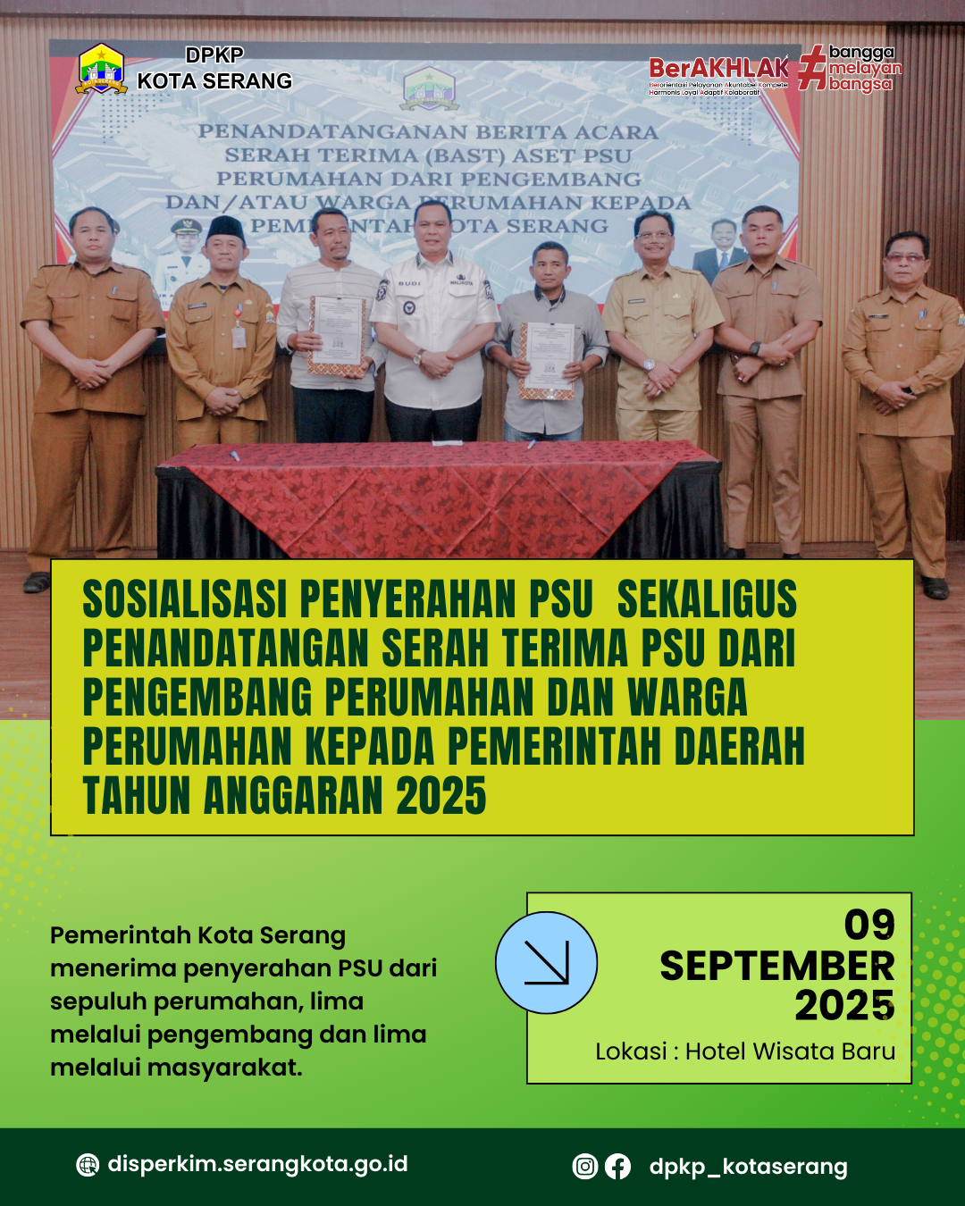 Sosialisasi Penyerahan PSU Sekaligus Penandatangan Serah Terima PSU dari Pengembang Perumahan dan Warga Perumahan Kepada Pemerintah Daerah Tahun Anggaran 2025